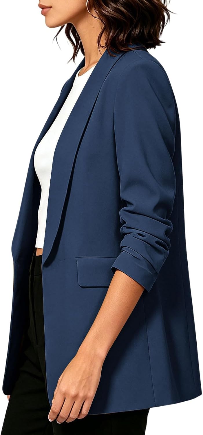 Blazers for Women Business Casual, Open Front 3/4 Sleeve Suit Jacket Loose Blazers Office Work Cardigan Jacket