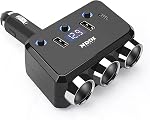 110W Cigarette Lighter Adapter,12V/24V Cigarette Lighter Splitter,Car Charger Adapter,3 Socket with 3.1A USB and Type-C LED Display Fast Car Charger