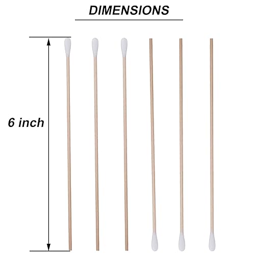 Miniatura 8 de 1600 hisopos de algodón de 6 pulgadas con palos de madera, aplicadores largos con punta de algodón, palos de algodón de limpieza con mango de madera
