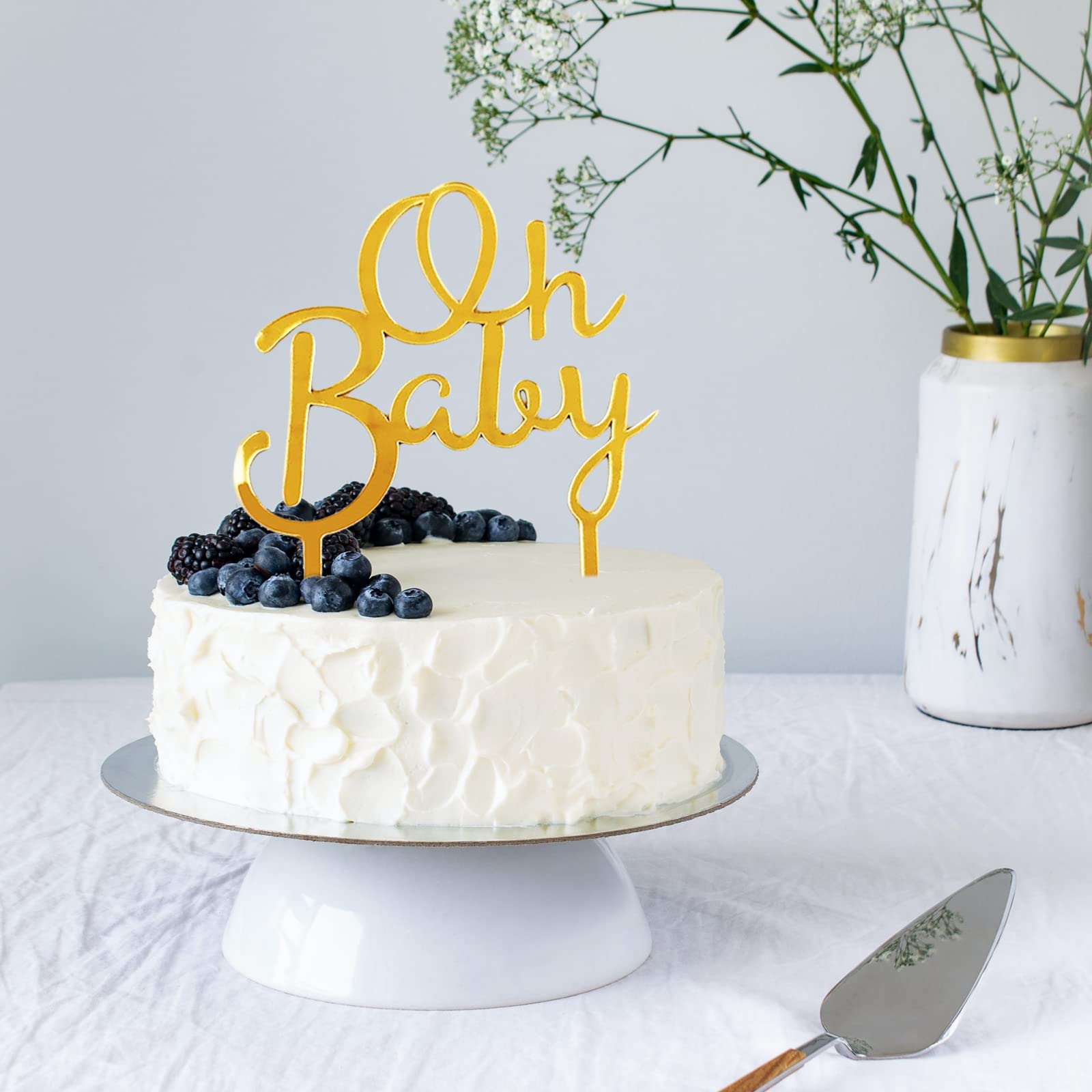 33 Stück Glitter Cupcake Toppers 'Oh Baby' Gold - Deko Für Babyparty, Baby Shower, Geburtstag Mit Herz & Stern Motiven