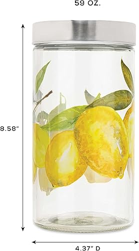 Miniatura 3 de American Atelier Juego de recipientes de vidrio de 3 piezas en 59 onzas, 44 onzas y 30 onzas con diseño impreso y tapa plateada, tapas herméticas