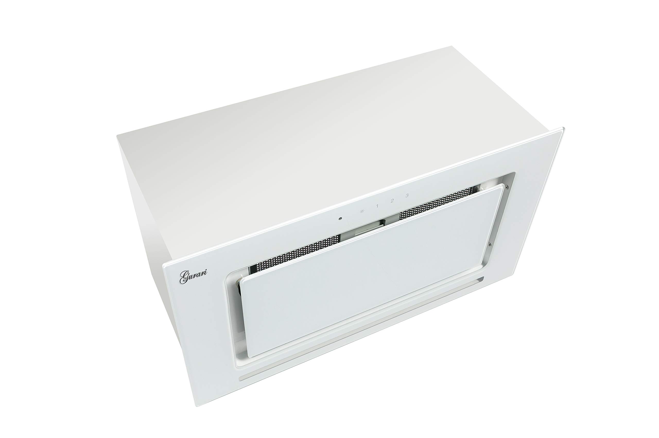 Gurari 217 Einbau Dunstabzugshaube 52cm 1000m³/h 3 Stufen 6 Watt LED Fernbedienung Weiß Glas