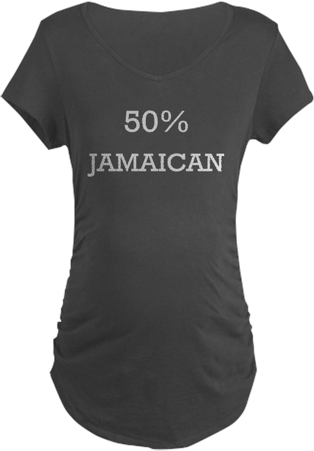 CafePress 50% Jamaican Maternity Dark T Shirt Women's Maternity Ruched Side T-Shirt