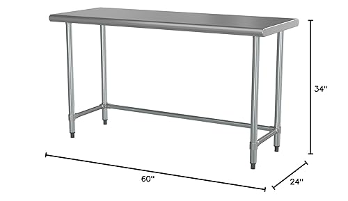 Miniatura 56 de Mesa de trabajo de base abierta de acero inoxidable 430 de calibre 18 de 30 x 72 pulgadas con ruedas giratorias de zinc resistentes de 5 pulgadas