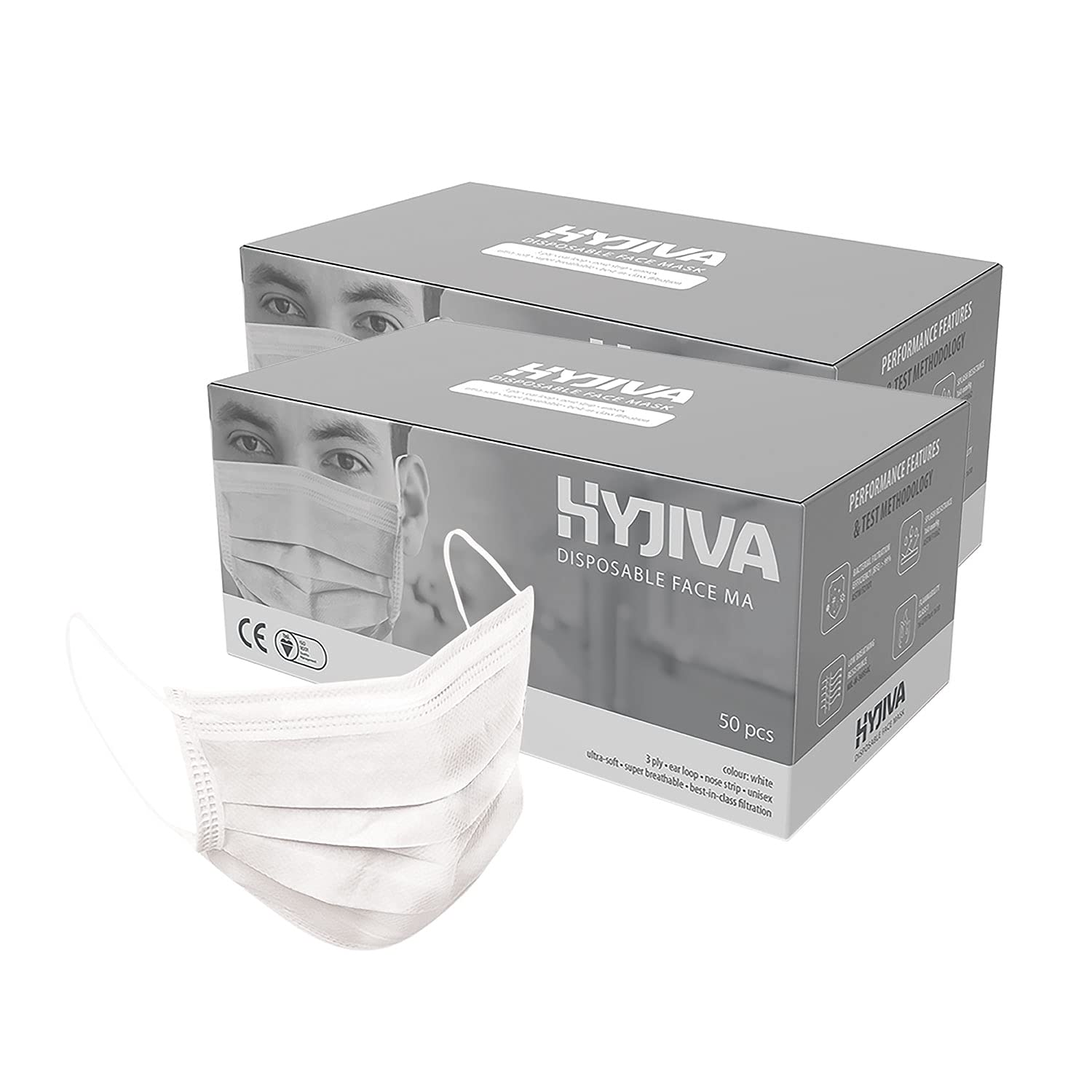 Polypropylene Ultra-Soft 3-Ply Surgical Mask (Pack of 100, White)