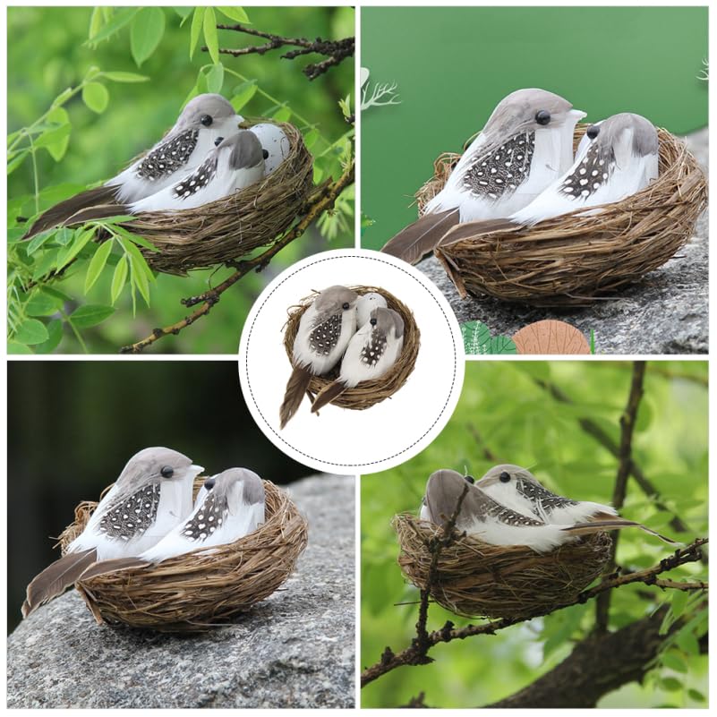 Image of 3 Set Artificial Bird Nest with Foam Eggs Simulated Twig Birds Nest Decoration for Easter Garden and Home Ornament