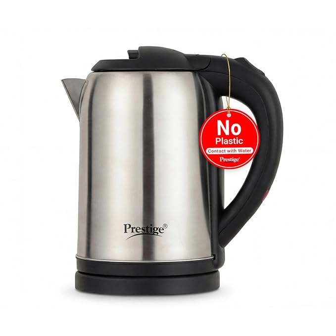 Prestige PKNSS 1.0 Electric Kettle 1L with Concealed Element(1500 W, Silver and Black, Stainless Steel, Automatic Power Cut-Off)