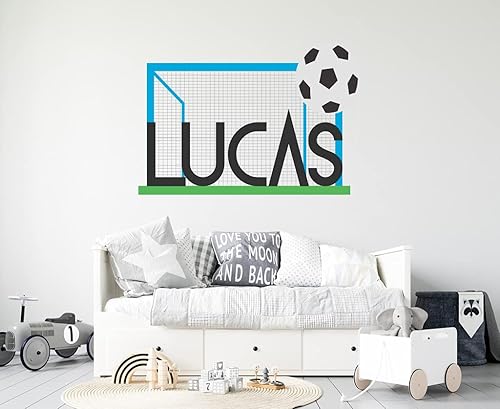 Miniatura 5 de Calcomanía de pared de fútbol con nombre personalizado, calcomanía de pared de fútbol, mural de pared de portería de fútbol personalizado,