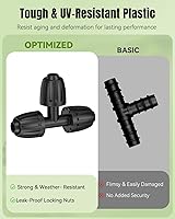 Vista 5 de Pawfly 17 Pcs Drip Irrigation Fittings Kit for 1/2" Tubing, Barbed Drip Line Connectors with 4 Tees, 2 Standard Couplings, 3 Flow-Control Couplings