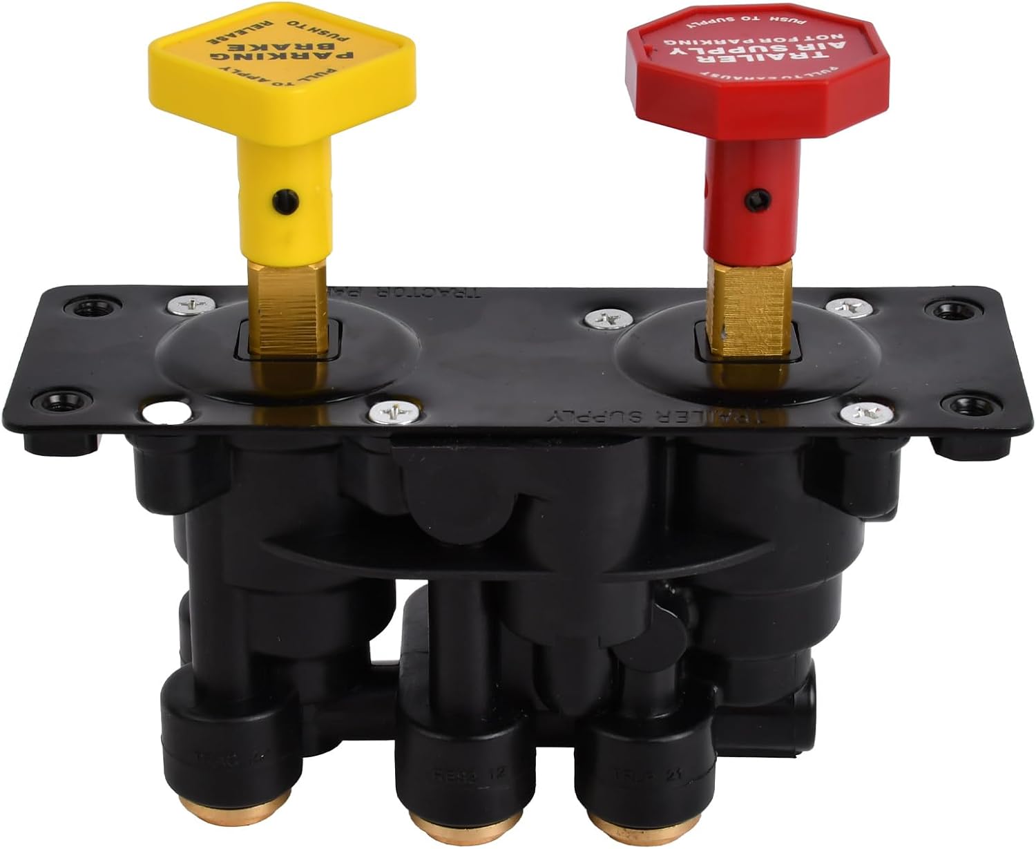 KN-20607 Dash Brake Control Valve, with 3/8" PTC Ports and M6 Mounting Holes, Trailer Parking Brake Valve Module Compatible with Volvo Trucks