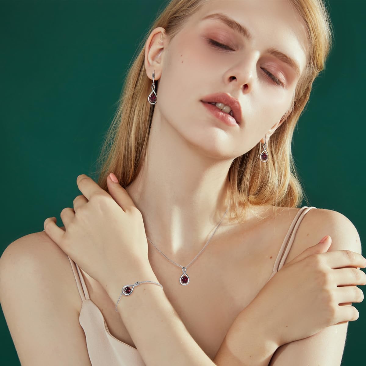 FANCIME Birthstone Necklaces for Women Fine Jewelry Sterling Silver Dainty Infinity Pendant Anniversary Birthday Valentines Day Gifts for Her Wife Mom Lady Daughter, Chain 16"+2" Extend - Image 7