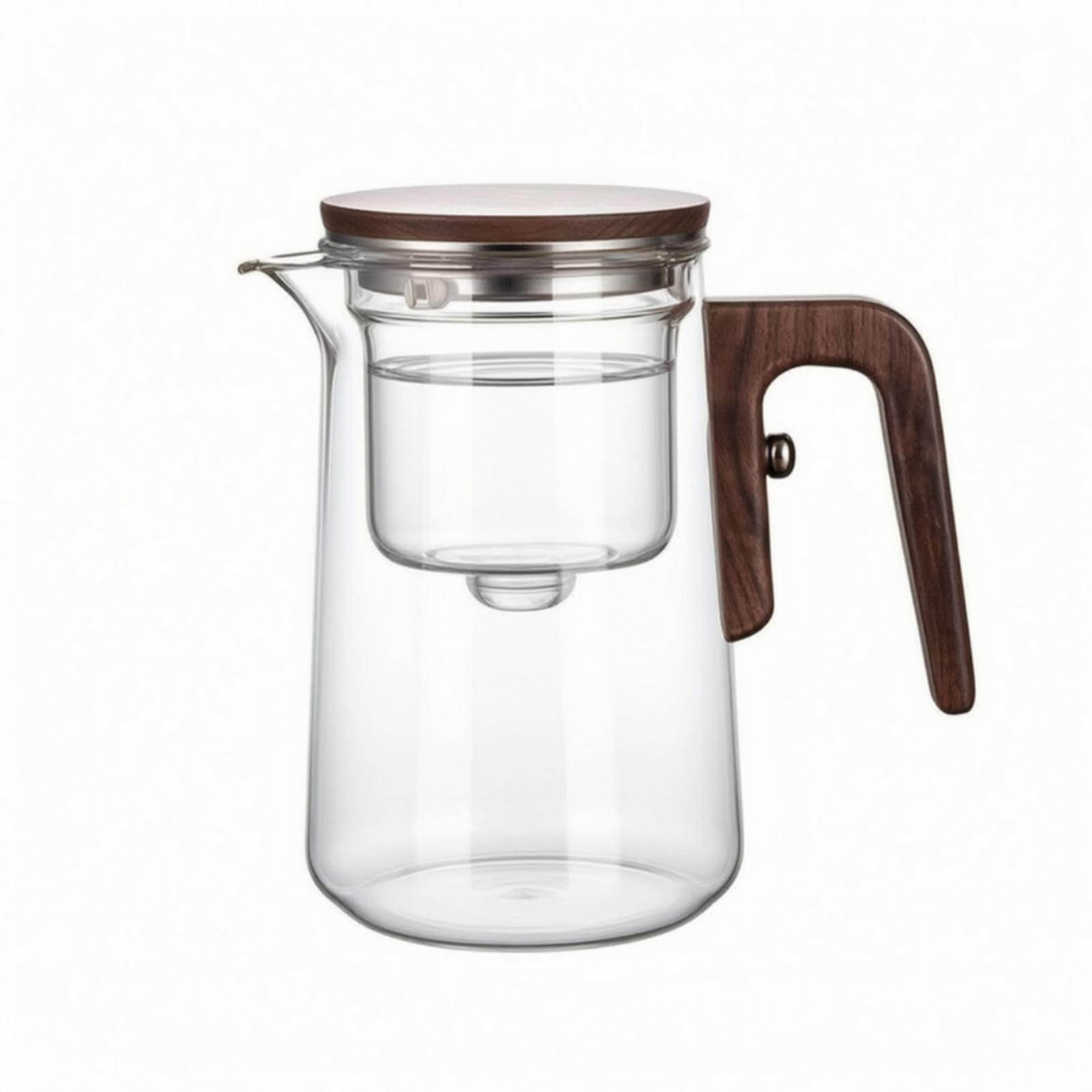 Teekanne Glas Teesieb Glasteekanne, Transparent, Transparent Mit Walnussholz-Elementen, 800 Ml