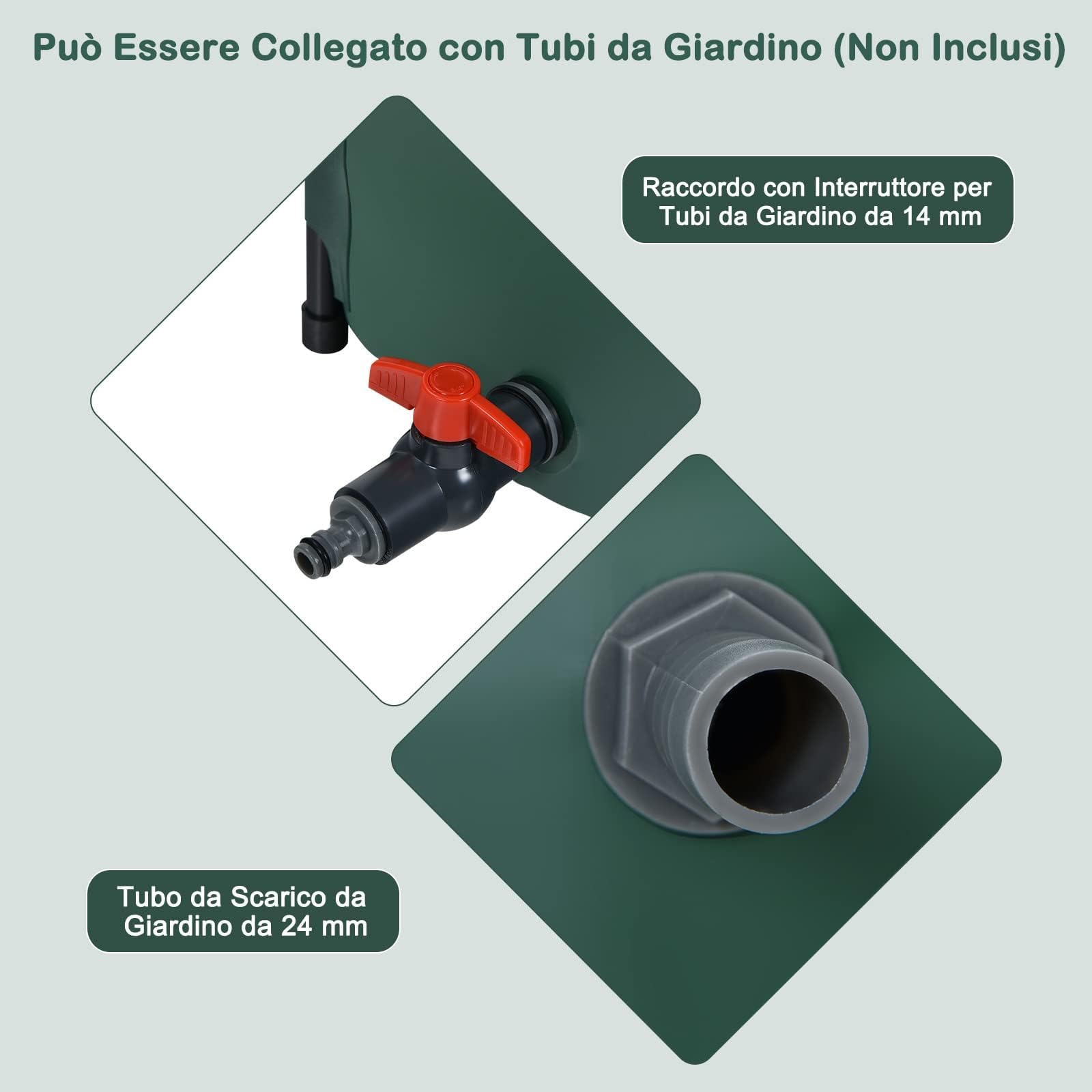 GYMAX Serbatoio Pieghevole, 225L Serbatoio Portatile per Acqua Piovana, Contenitore Acqua da Giardino, con Rubinetto e Valvola a Rete, 60 x 60 x80 cm, Verde Scuro