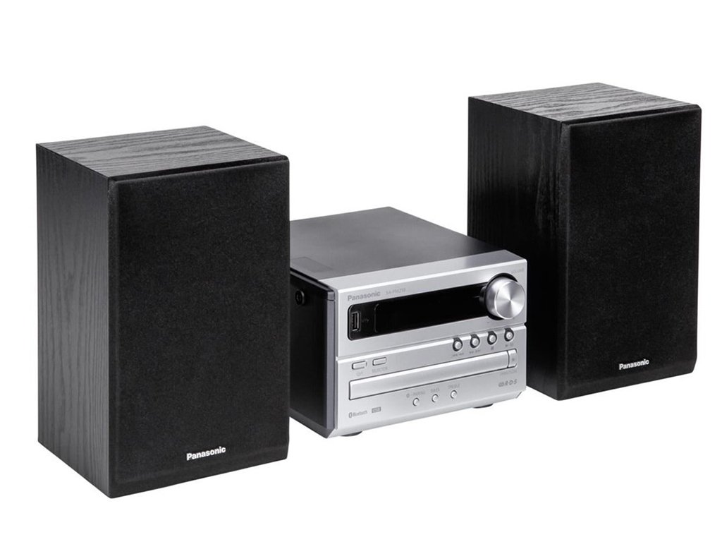 Panasonic Micro Chaine HiFi Bluetooth SC-PM250EF-S I 20W Amplificateur numérique Lecteur CD Radio FM Port USB Fonction d'extinction Automatique Design Vintage Argent - Version Française