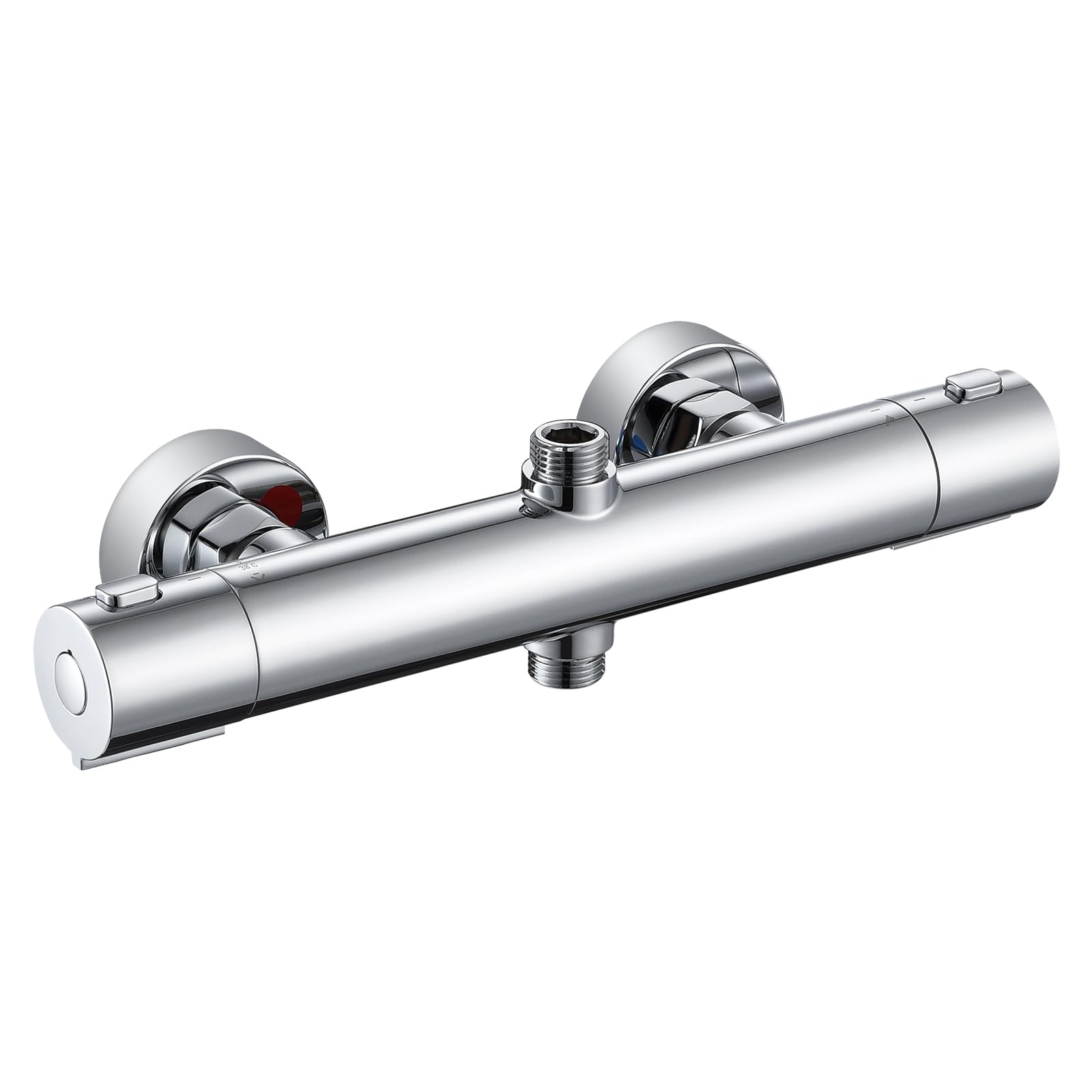 Auralum Duscharmatur mit Thermostat, Mischbatterie Dusche 38°C Sicherheitssperre, Armatur Dusche aus Zinklegierung, Anti-Verbrühungsdesign, Komplettset für Badezimmer