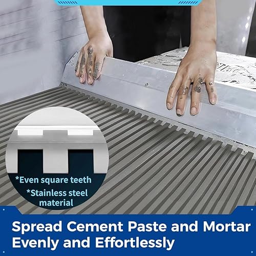 Miniatura 3 de yeesport Paleta de azulejos de muesca cuadrada de 24 pulgadas, paleta de mampostería de muesca cuadrada de 25 x 25 pulgadas con deflectores