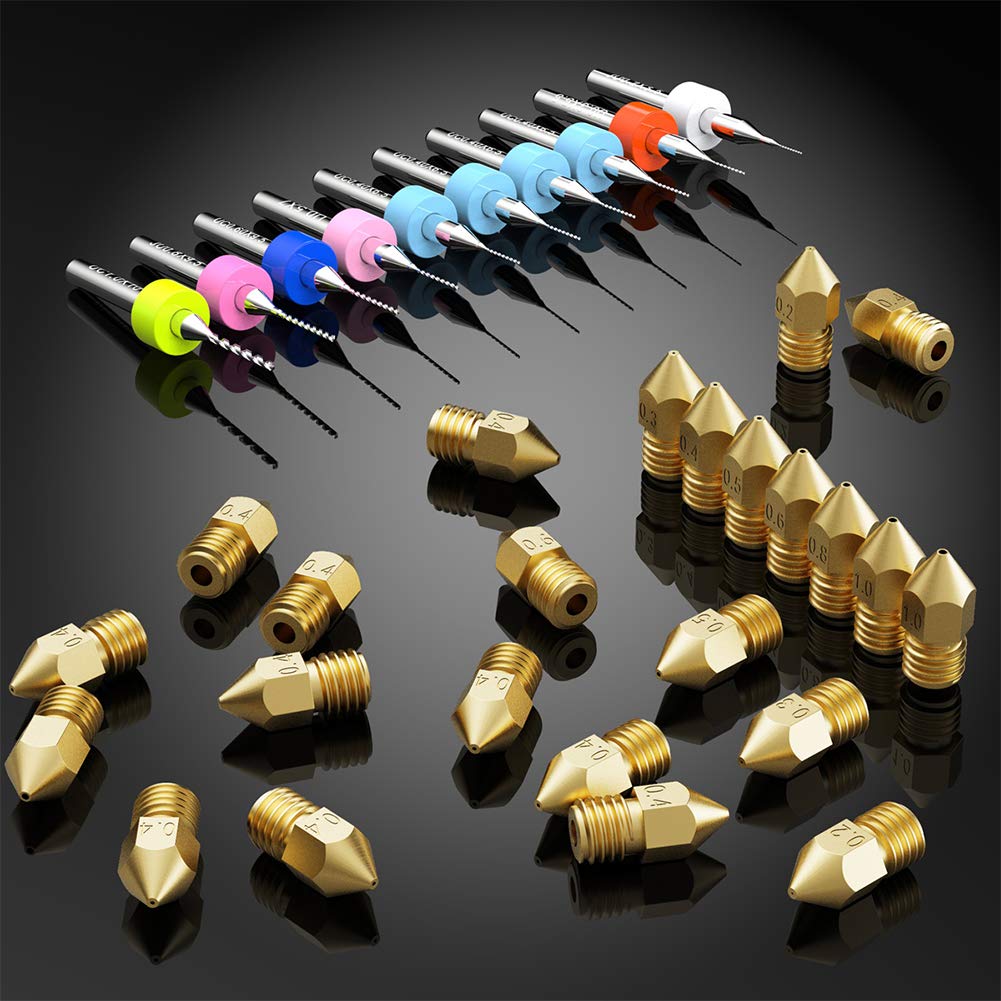 TUZUK 3D-Drucker Düsen Set - 30 Stück MK8 Düsen 0,2-1,0mm Für CR-10 Ender-3