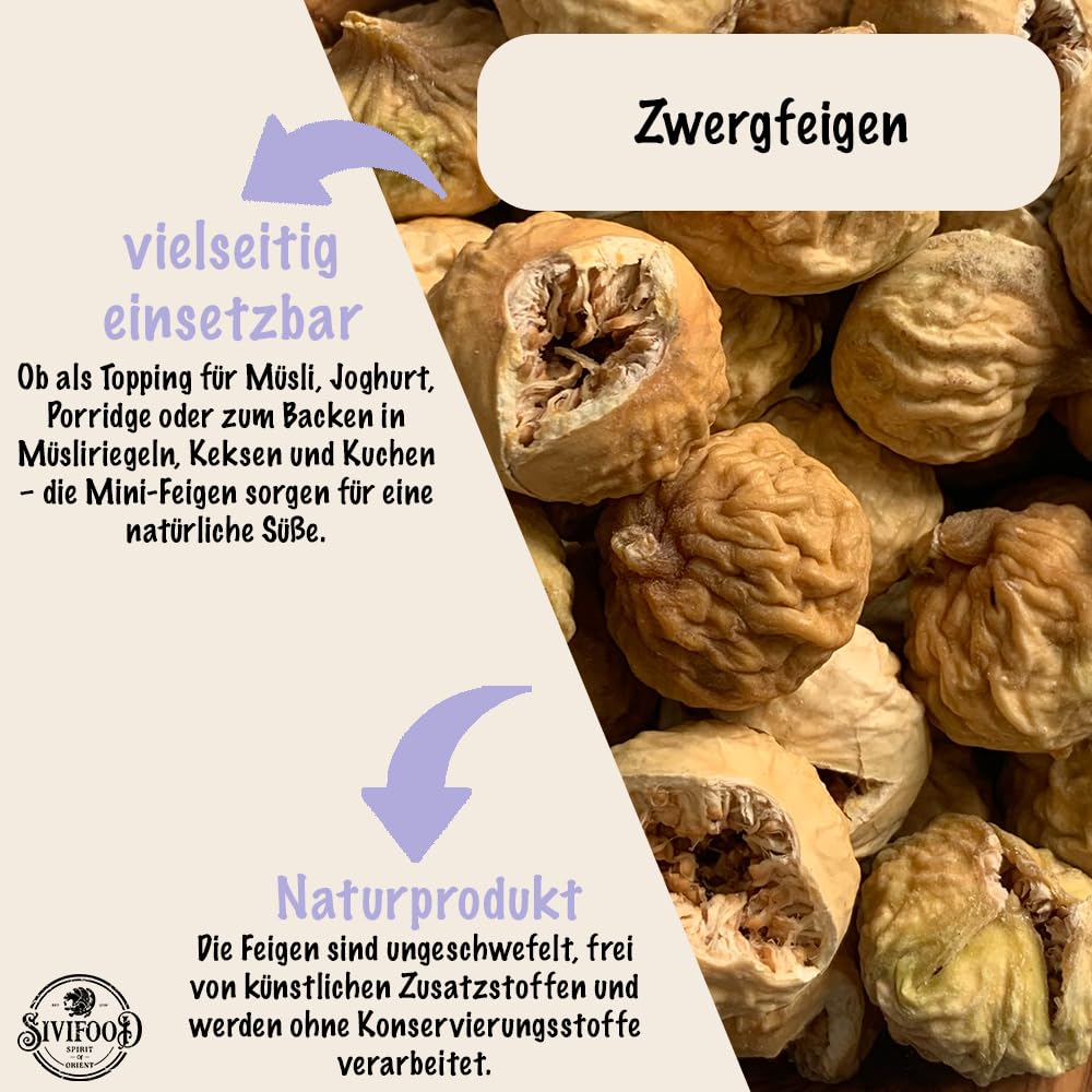 SIVIFOOD Fichi nani essiccati naturali 200g – Non trattati, senza zuccheri aggiunti né solfiti – Frutta secca premium 100% naturale – Morbidi, dolci e ricchi di gusto – frutta secca fichi secchi