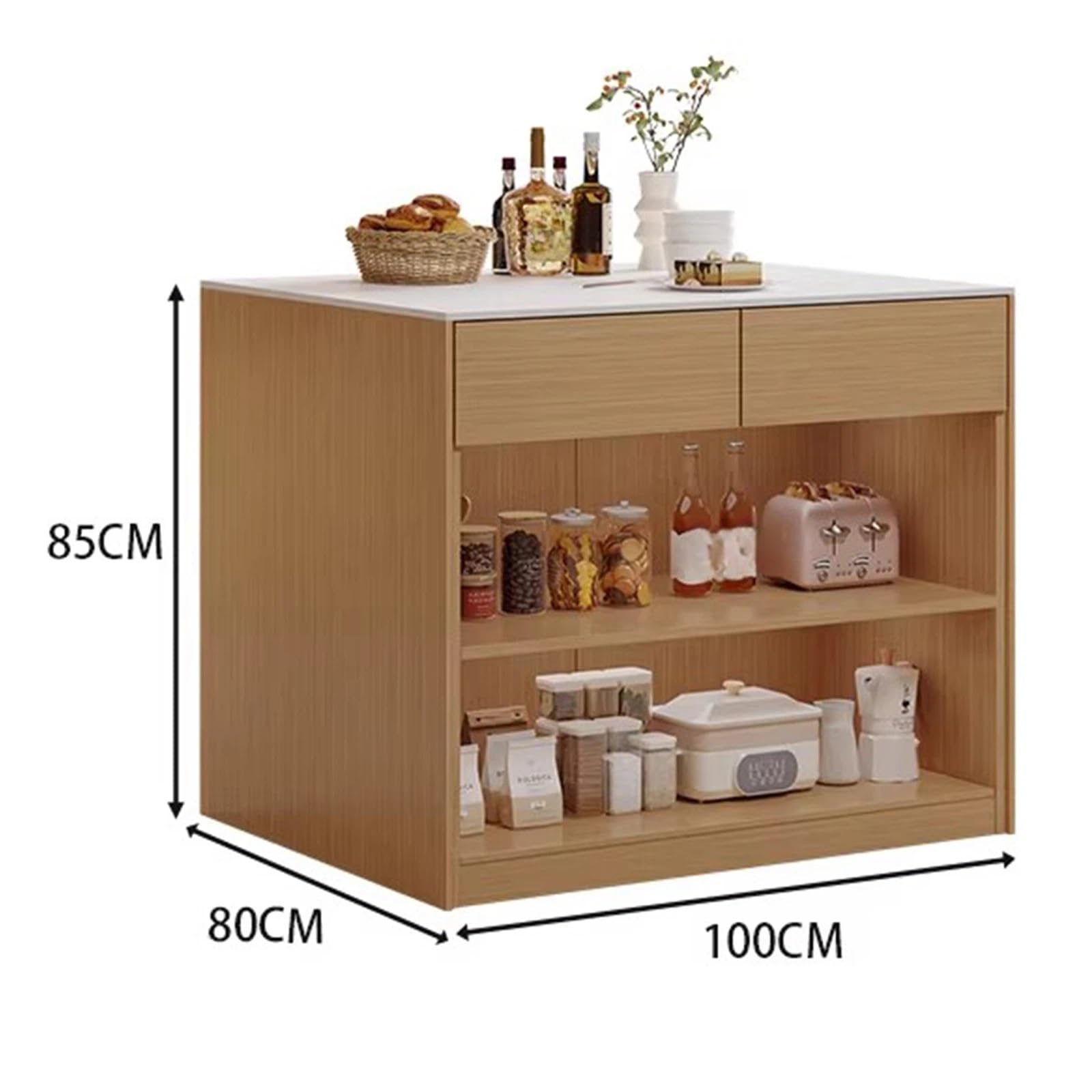 Zf9tBw5sH Unità cucina ad isola Isola cucina in legno con ripiani regolabili in pietra e maniglia nascosta