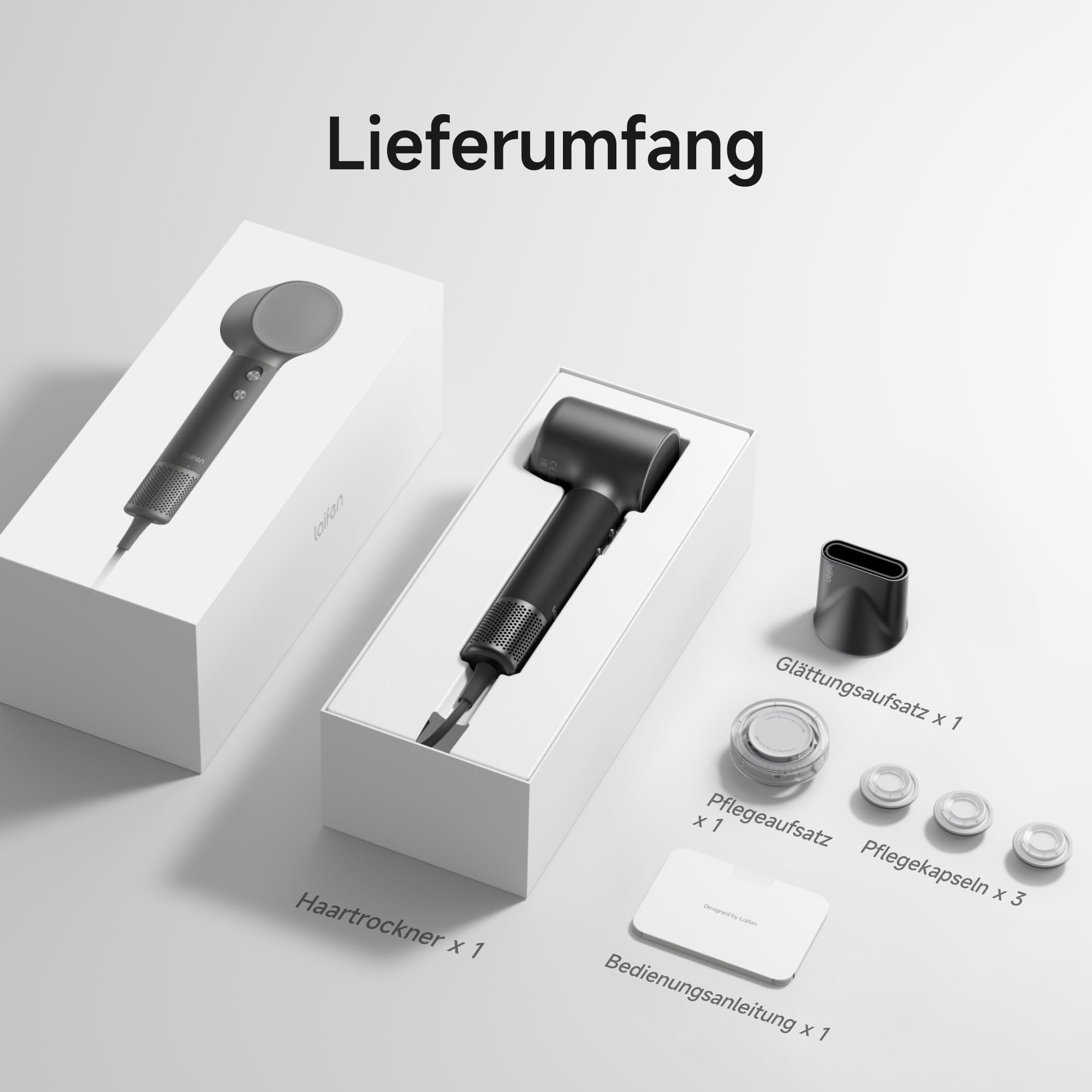 Laifen Neo Special Haartrockner, Öl-Infusion, 58°C Pflegemodus, Onyxschwarz | 110.000 U/min Motor, 3 Min. Schnelltrocknung, 22 m/s Luftstrom, 200M Ionen-Föhn, Thermo-Control, 59 dB leise, Pflegedüse