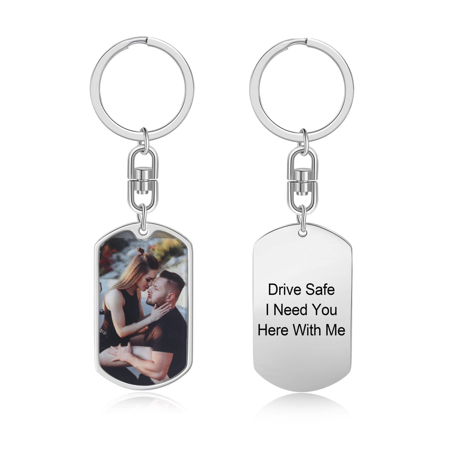 Luxladis Drive Safe Keychain for Boyfriend Custom Keychain with Picture Personalized Photo Keychain Birthday Gifts for Men Women (Drive Safe Keychain)