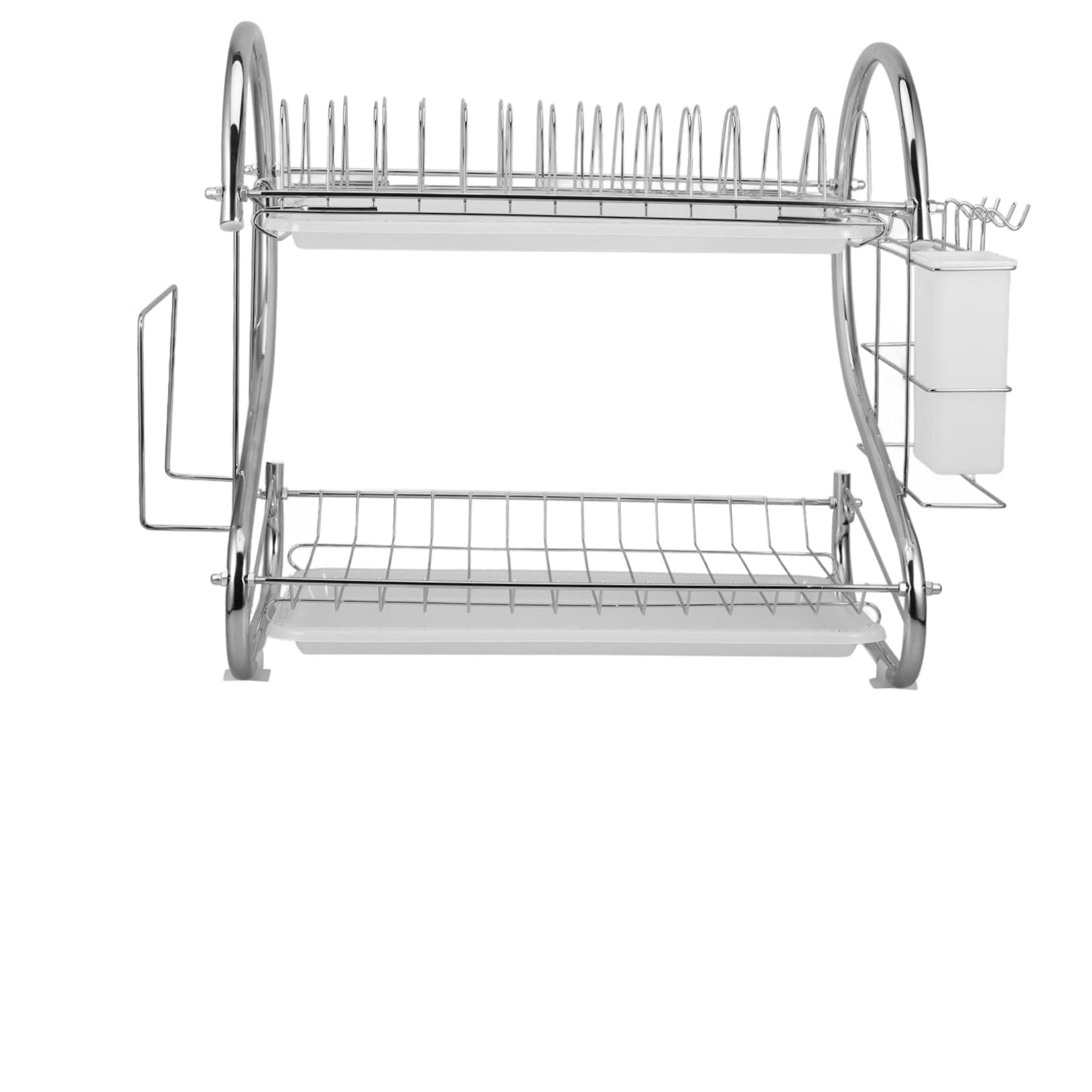 Mikinona Scaffale per Cucina a Doppio Strato in Acciaio Inox | Argento, Design Semplice e Finitura Curata, per Casa e Hotel, Supporto per Stoviglie e Posate