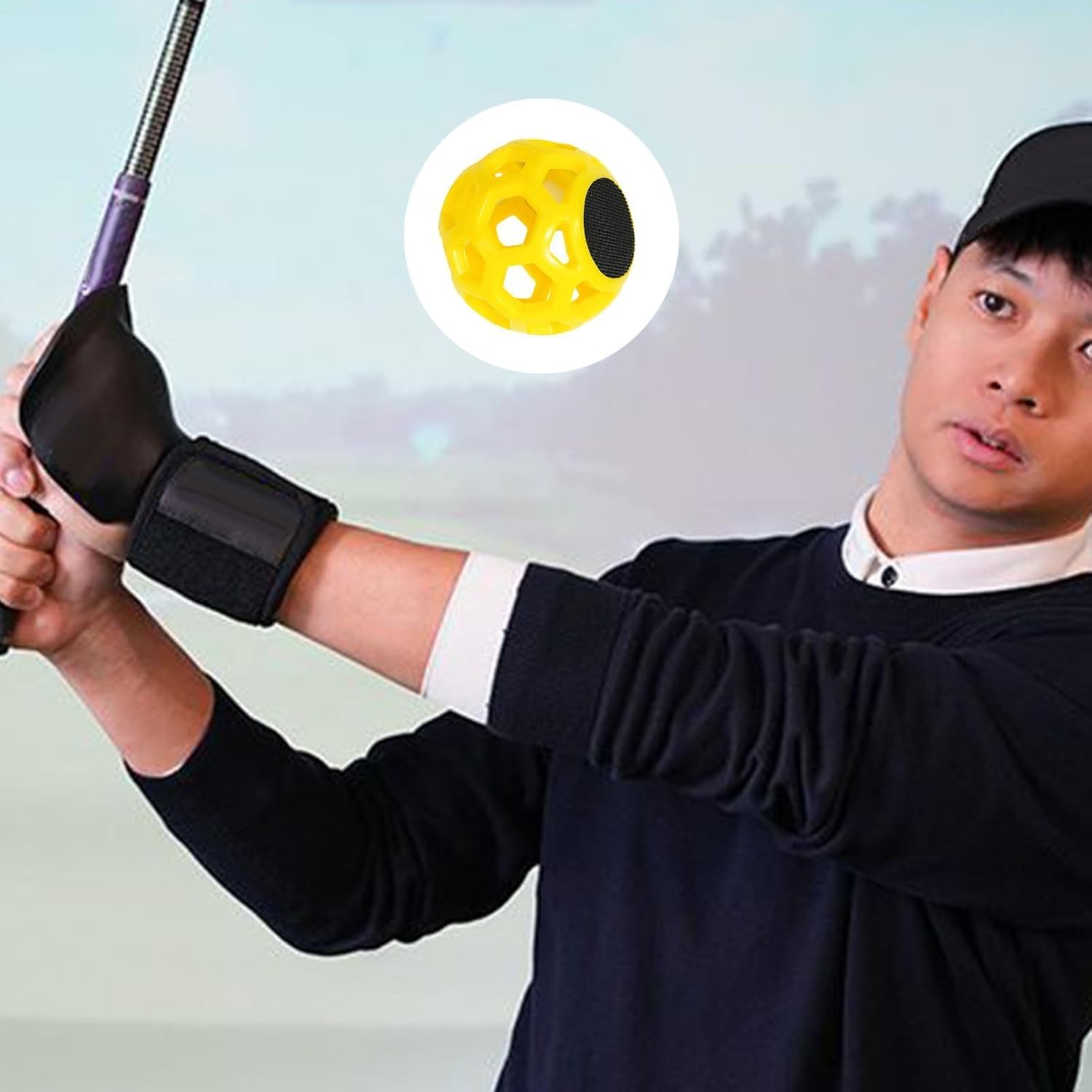 BUDDHI Golf Swing Trainer Ball - Golf Training Aid Posture Correction & Wrist Training Aid, Golf Grip Trainer for Practice, Golf Training Equipment (Yellow)