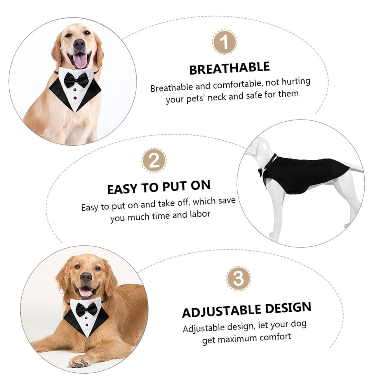 FRCOLOR 3sätze Hundekostüm Mit Anzug Und Bandana Elegantes Outfit Für Hochzeiten Und Formelle Anlässe Verstellbar Leicht Für Kleine Und Große Hunde Haustier Dekoration Teilig
