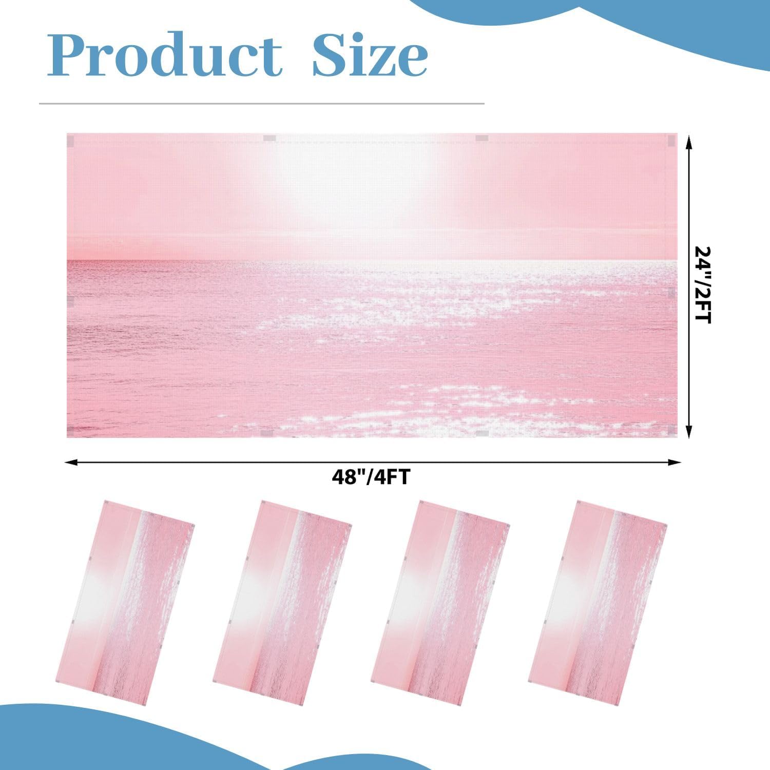 Fluorescent Light Covers for Ceiling Lights Pastel Pink Ocean Photograph Easy to Install Magnetic Light Filter for Classroom Office Hospitals School Home Decor