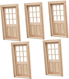 SAFIGLE 5pcs Doll House Door Glass Decor Woodsy Decor Outside Furnishings Mini Furniture Door Toy House Door Mini Furniture for Door Wooden Door Miniature Mini Door Tiny Furniture Wood Toy