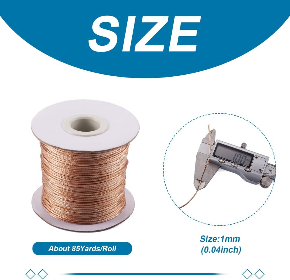 Cheriswelry 85 Yards 1mm Korean Waxed Polyester Cord Beading String Threads Knotting Braiding Round Cord Ropes Crafting Cord Wire Dark Goldenrod for DIY Bracelet Macrame Necklace Jewelry Making - Image 3