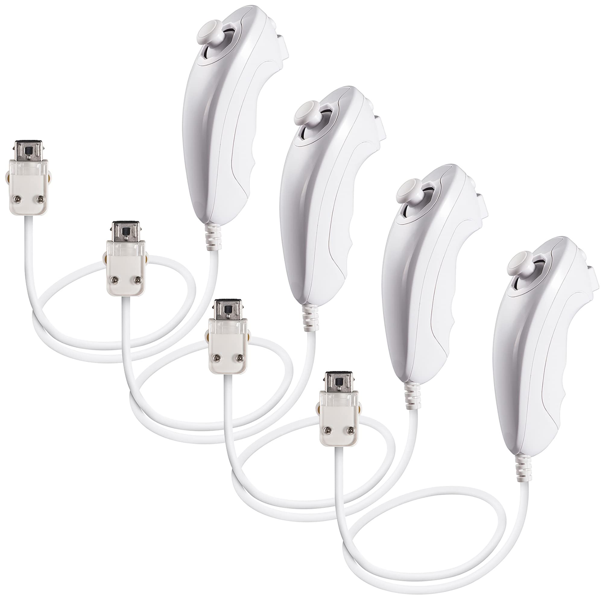 miadore 4 pack Wii Nunchuck Controller, Nunchuk Controller Replacement Compatible for Wii Wii U Console (4 pack white)