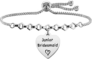 Junior Bridesmaid Bracelet Bridal Party Gift Wedding Party Jewelry for Maid of Honor Bridesmaid Link Charm Bracelet