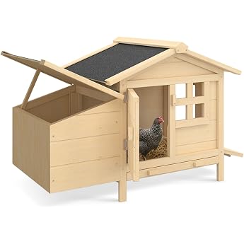 IDMarket Wooden Chicken Coop on Stilts with Lying Nest and Poop Drawer for 2 Chickens