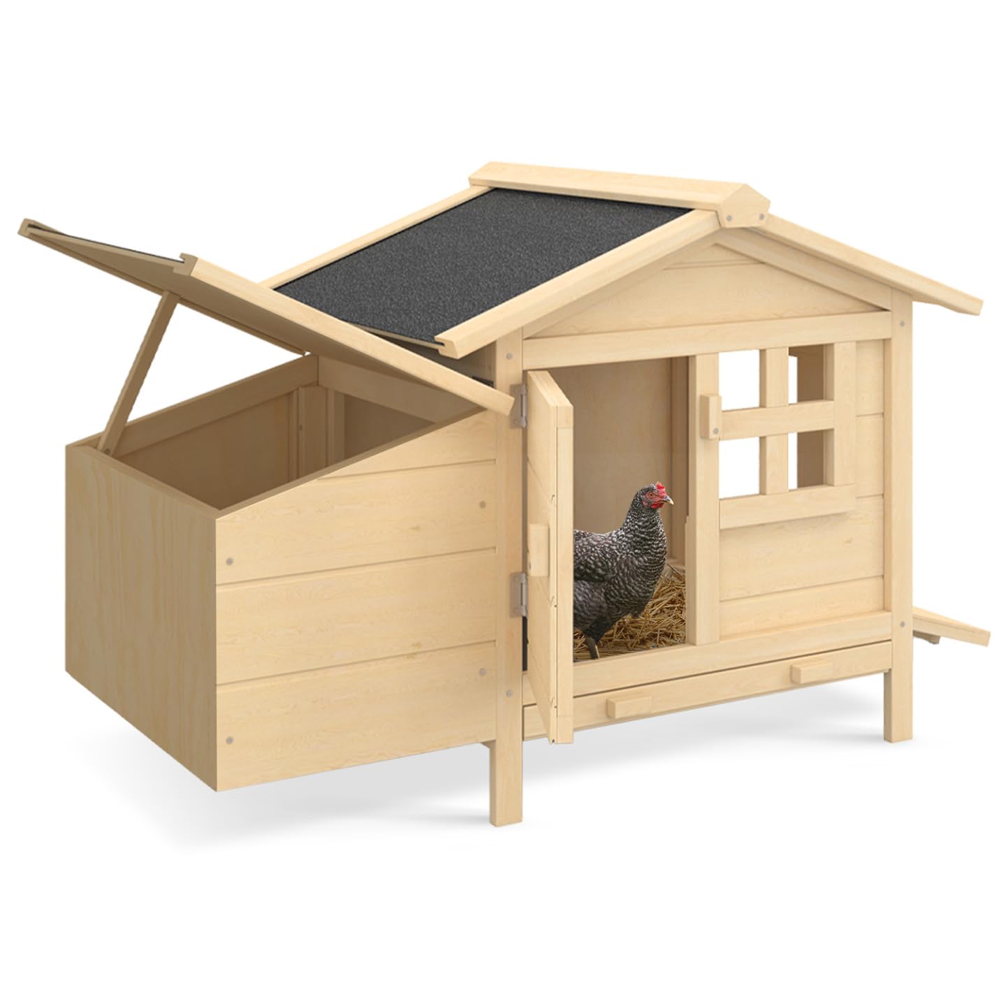 IDMarket – Pollaio rialzato con nido e casetta in legno