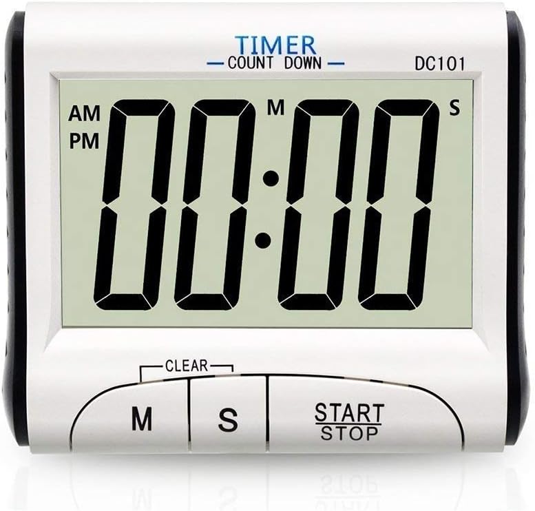 Digital Kitchen Timer, Big Bold Digits Loud Alarm Magnetic Backing Foldable Stand Count-Up Count-Down 12/24 Display Clock