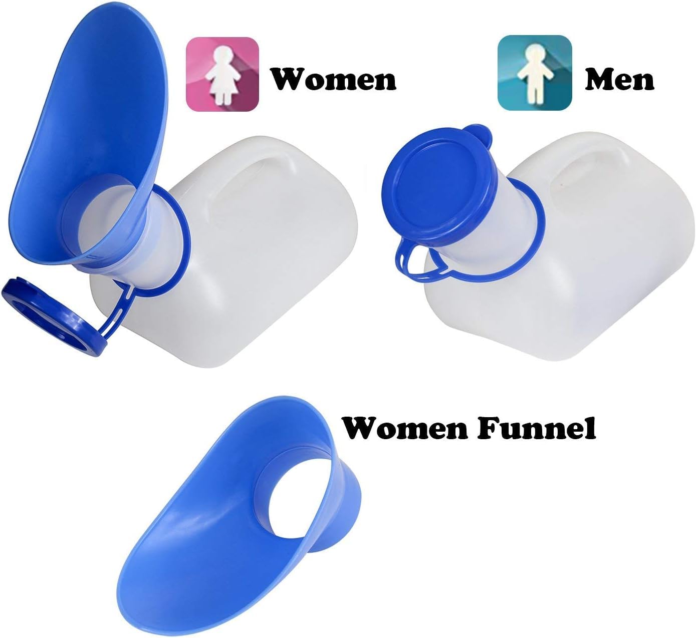 CUREPACK Unisex Potty Urinal for Car, Toilet Urinal for Men and Women, Pee Bottle with Lid and Funnel, Portable Urinal for Car, Elderly, Child, Diabetic, Camping, Outdoor Travel, Funnel Included - Image 3 thumbnail
