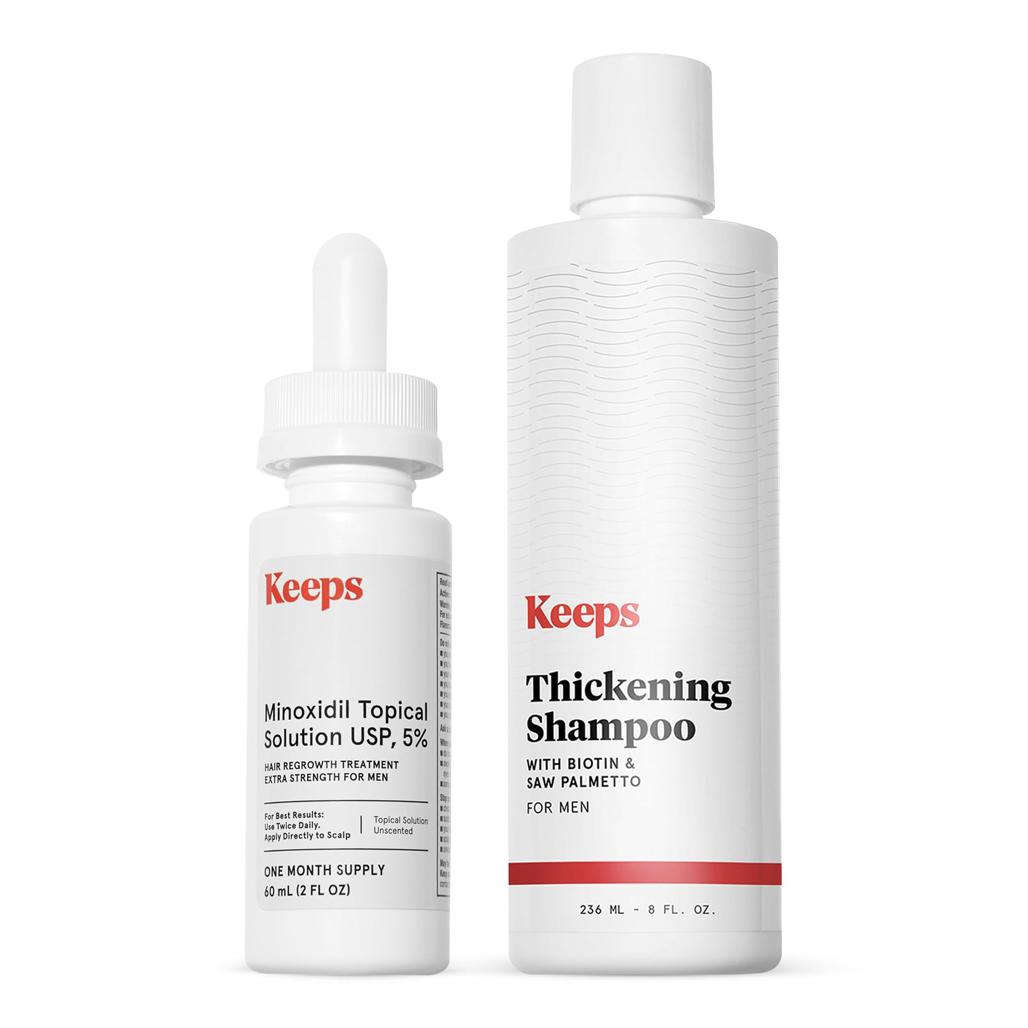 Keeps Minoxidil Topical Hair Growth Solution Hair Thickening Shampoo Bundle