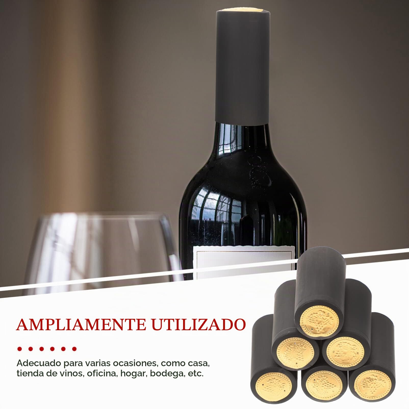 NUOBESTY Tapas De Botella De Vino Tinto 200 Piezas Fundas Termoretráctiles Pvc Para Sellado Seguro Accesorios De Bar Para Casa Oficina Bodega 2.36X1.22X1.22In