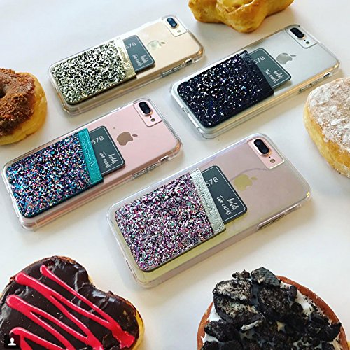 Case-Mate Cm035992 - Stick On Credit Card Wallet - Pockets - Ultra-Slim Card Holder - Universal Fit - Apple – Iphone – Samsung – Galaxy - And More – Black Iridescent Glitter #TOP5