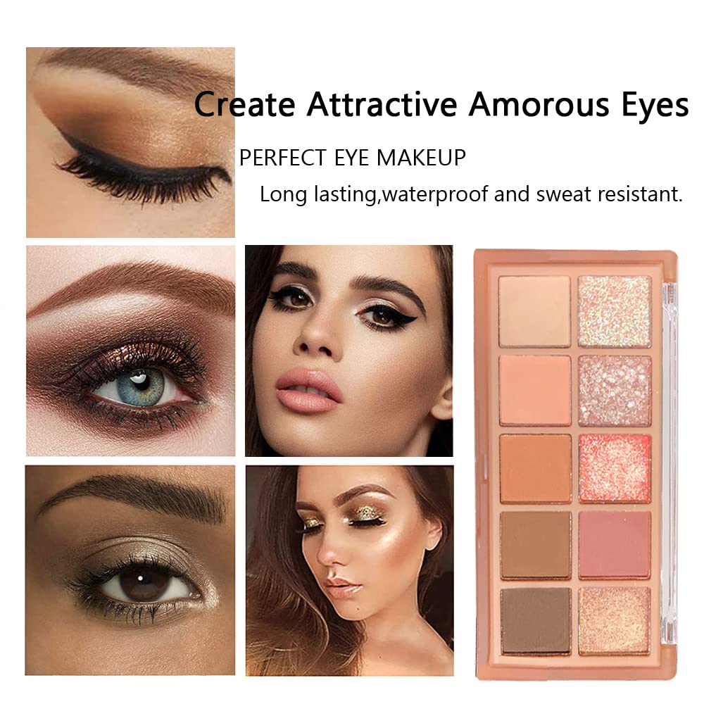 Paleta de sombra de ojos de 10 colores, sombra de ojos mate y purpurina, maquillaje de textura aterciopelada, paleta de sombra de ojos desnuda, abrillantador de sombra de ojos, sombra de ojos 6