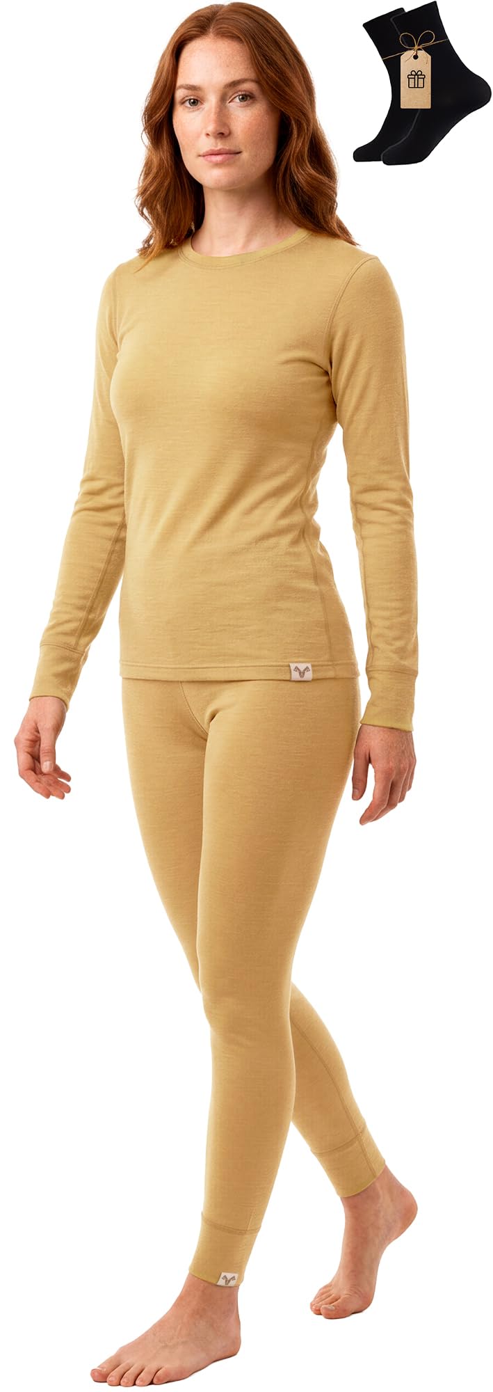 100% Merino Wool Base Layer Set Women - Thermal Underwear Long Johns PJs