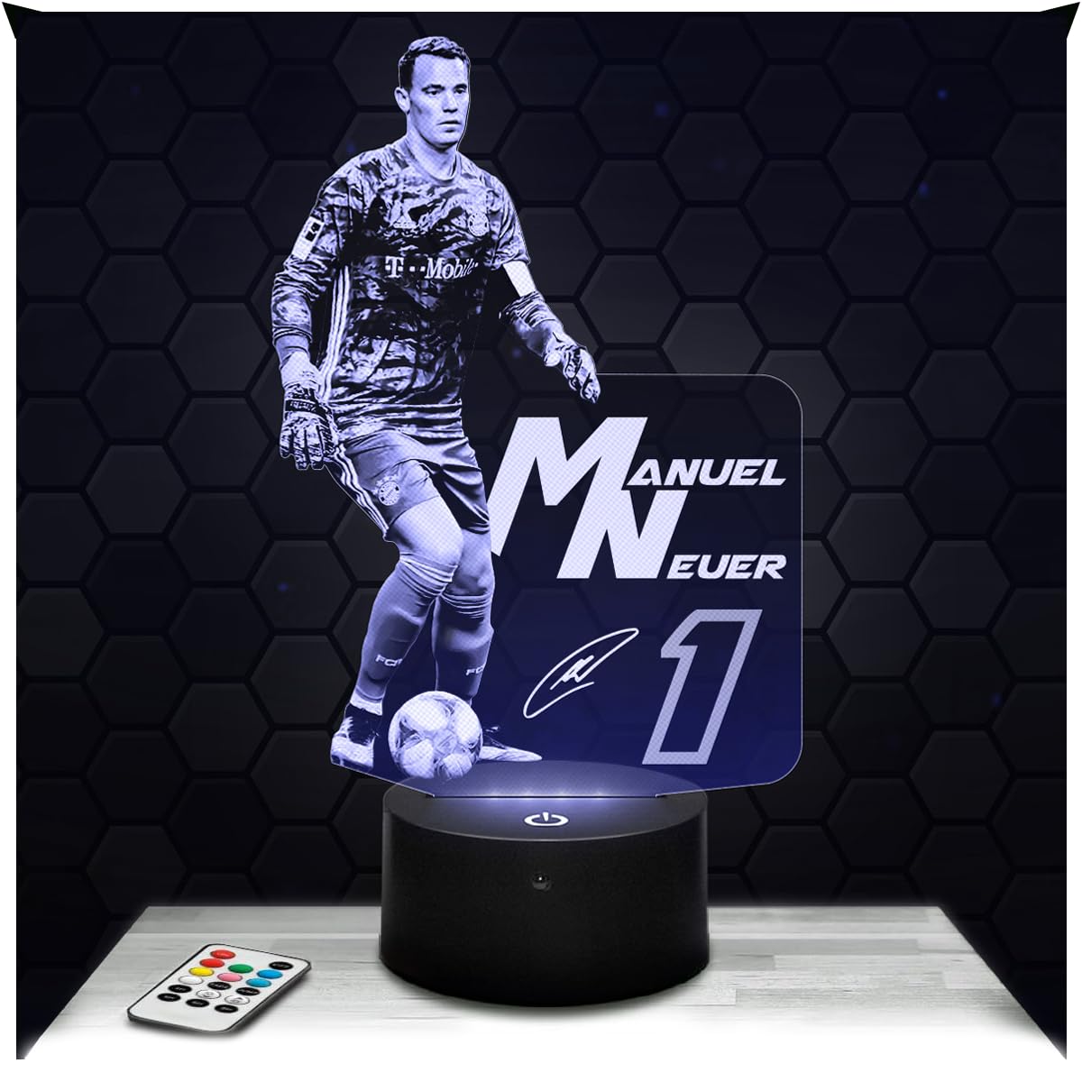Lampephoto.fr - Manuel Neuer 3D Lampe, Touch Nachtlicht, Fußball Dekoration Fußballspieler, Geschenkidee für sportliche, Manuel Neuer Fußball-Nachtlicht, Dekoration Geschenkidee, 3D Led Illusion TOP