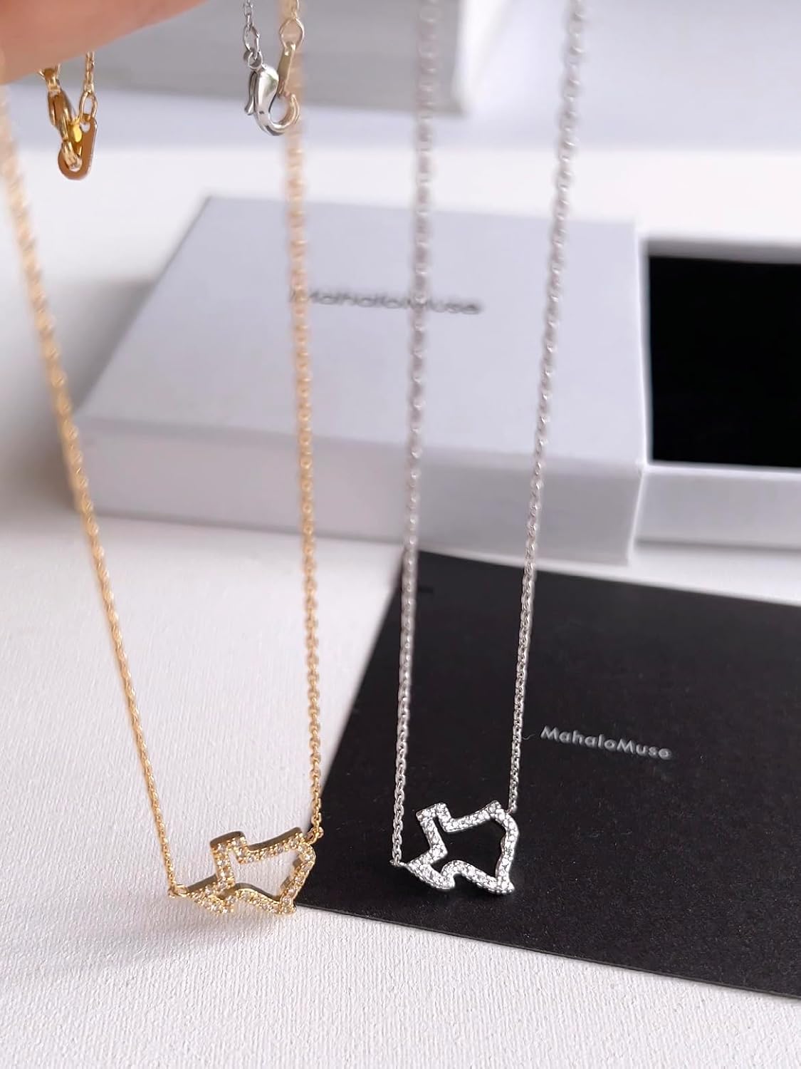 Texas State Necklace 14K Gold-Dipped Pendant Texas Map Outline Holloow CZ Cubic Zirconia Pendant Charm Necklace Texas Necklace For Women