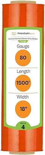 Vista 32 de PSBM - Envoltura elástica azul, paquete de 4, 18 pulgadas x 1500 pies, calibre 80, rollos de película elástica a mano tintada/transparente
