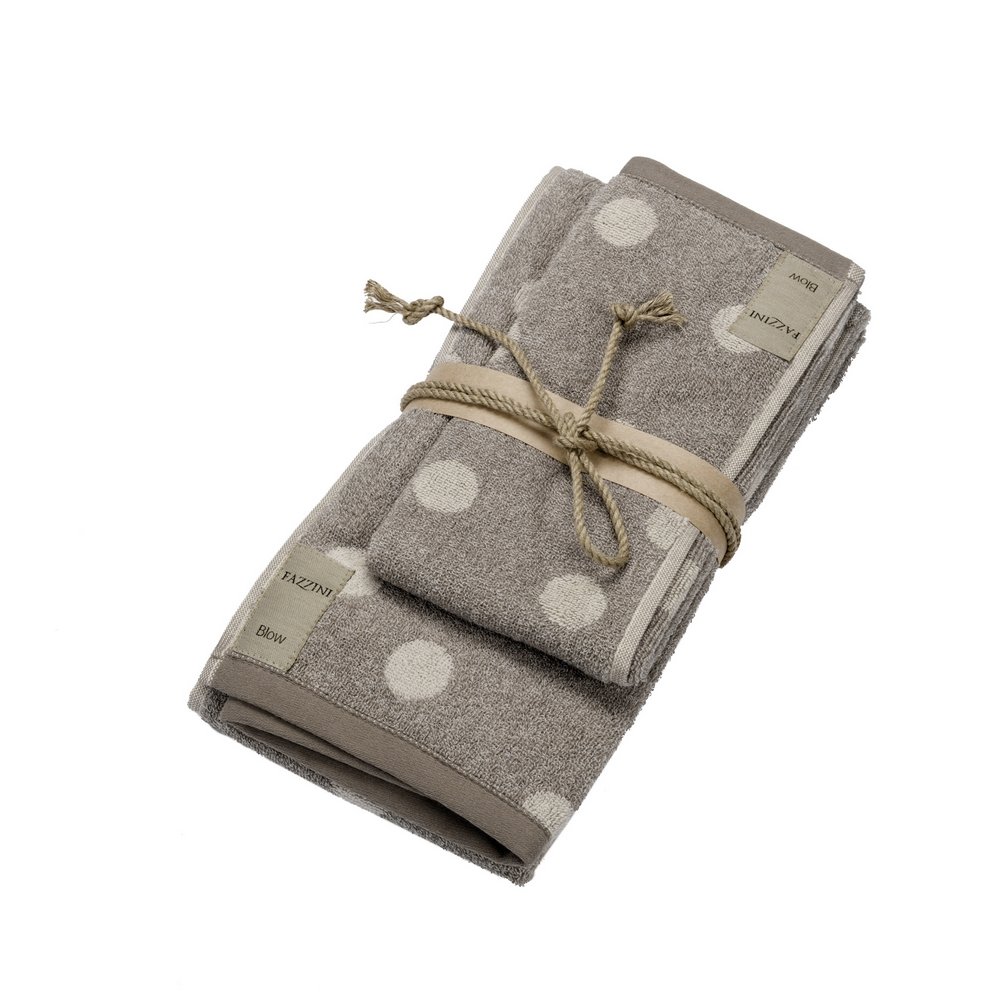 Fazzini Asciugamano Ospite (Coppia 1+1) – Pois – Naturale