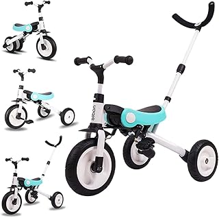 子供三輪車 舵取り 棒 三輪車 2 歳 3 歳 三輪車 折りたたみ かじとり 補助 付き 人気 回転式 一台四役 幼児用トライク12ヶ月から6歳まで使 手押し棒付き お出かけ 乗用玩具 子供 用 三輪 自転車