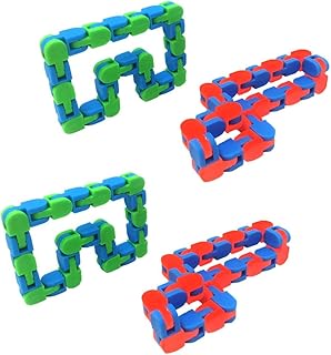 مجموعة العاب تفاعلية بتصميم جنزير من توياندونا للاطفال والكبار والفتيات، لتخفيف التوتر والقلق للاطفال والبالغين واضطراب نقص الانتباه والتوحد وتخفف الاجهاد، تبقي اصابع اليد مشغولة والعقول مركزة، 4 قطع