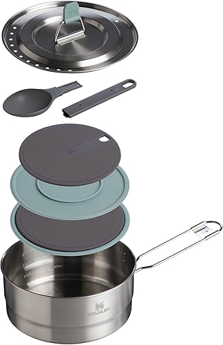 Miniatura 2 de Stanley Wildfare Core - Juego de cocina de acero inoxidable de 6 piezas, cacerola de 2 cuartos con tapa, tabla de cortar, salvamanteles y cucharas,