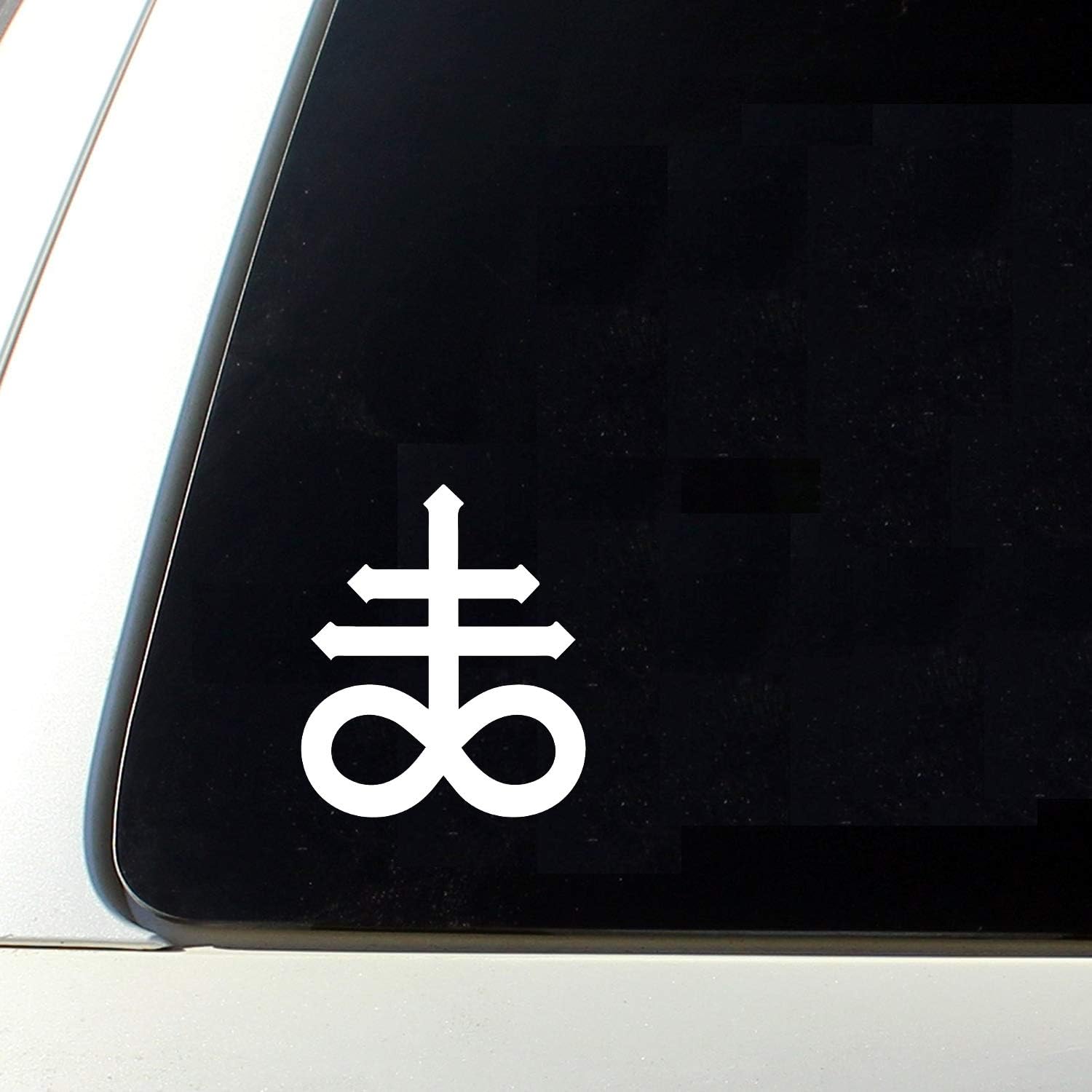 Leviathan Cross Die Cut Vinyl Sticker - Baphomet Pentagram Demonic Devil Dragon Demon Evil Mendes Goat's Head Gothic Metal Occult Punk Satan Satanic Skeleton Voodoo Wicca